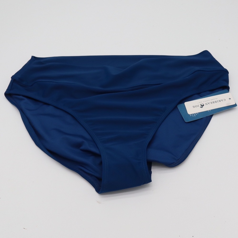 Caribbean Joe Swim Bottoms Womens 14 Navy Blue Mid Rise New